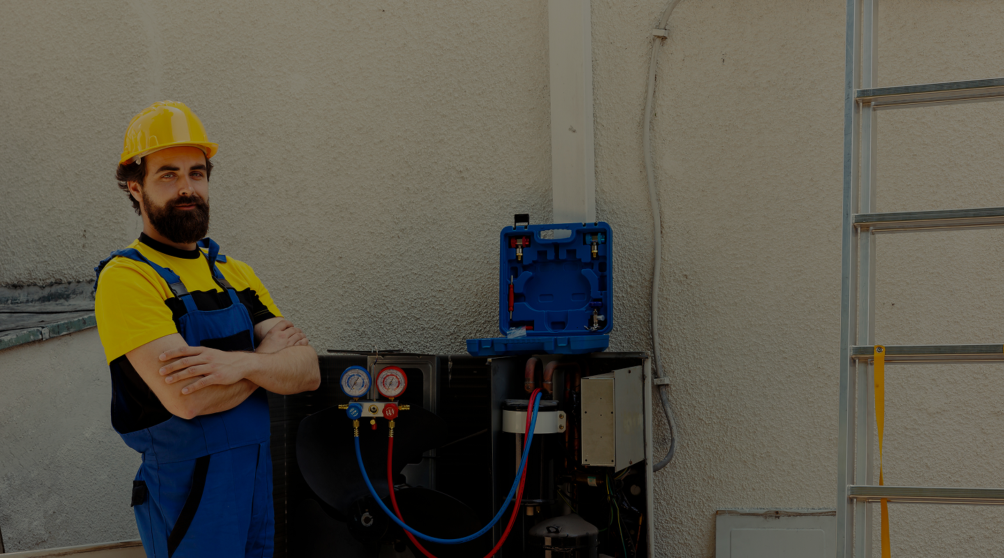 portrait-professional-engineer-standing-front-fixed-air-conditioner-proud-work-done-skilled-technician-contracted-by-customer-happy-with-smooth-maintenance-hvac-system-components