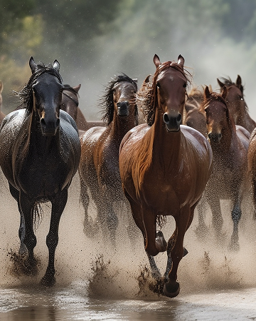 running-herd-horses-graze-meadow-generated-by-ai